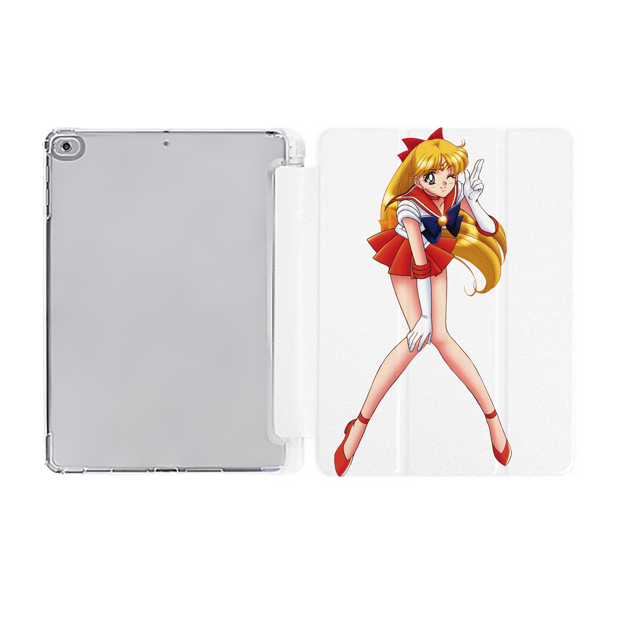 （画像用） 美少女戦士セーラームーン 愛野 美奈子 あいの みなこ Sailor Moon Aino Minako IPad ケース ペン収納付き 三つ折りスタンド PUレザー×シリコン 対応機種9.5/10.5/10.9インチ